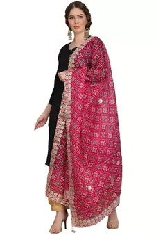 Magenta Patola Print Kota Doriya Gota Patti Work Dupatta