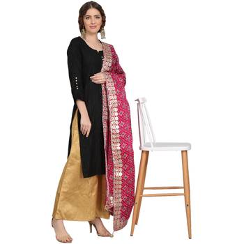 Magenta Patola Print Kota Doriya Gota Patti Work Dupatta 4