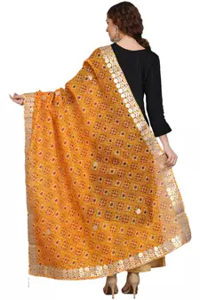 Yellow Patola Print Kota Doriya Gota Patti Work Dupatta