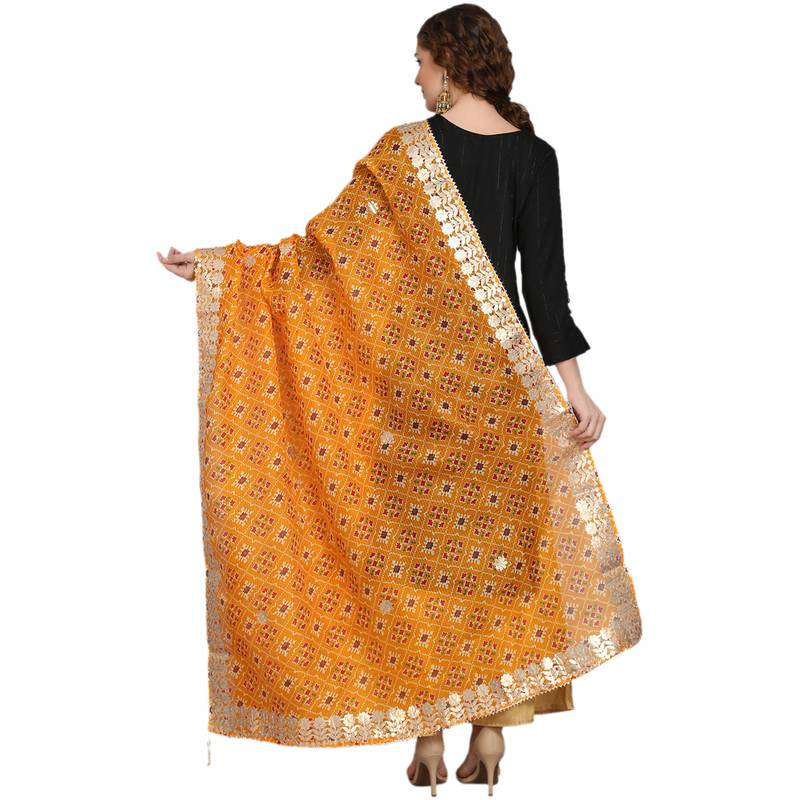 Yellow Patola Print Kota Doriya Gota Patti Work Dupatta