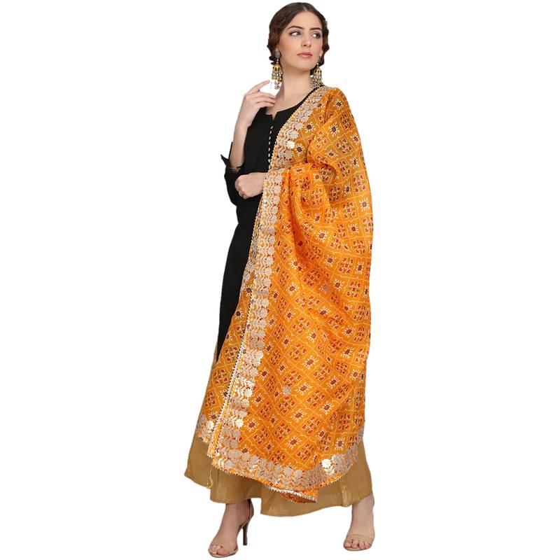 Yellow Patola Print Kota Doriya Gota Patti Work Dupatta