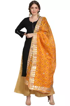 Yellow Patola Print Kota Doriya Gota Patti Work Dupatta