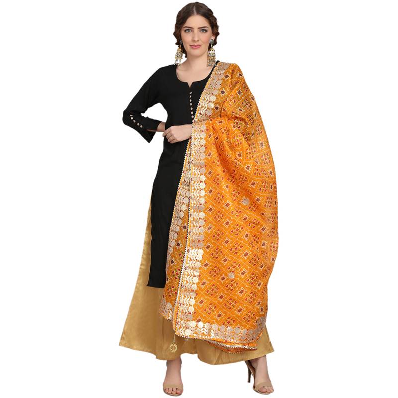 Yellow Patola Print Kota Doriya Gota Patti Work Dupatta