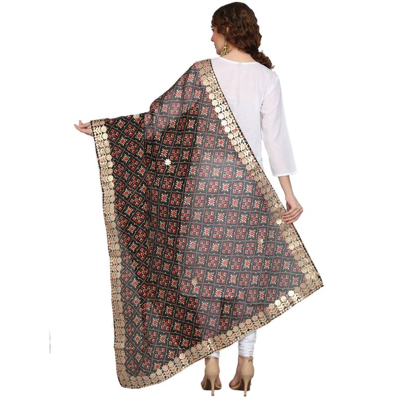 Black Patola Print Kota Doriya Gota Patti Work Dupatta