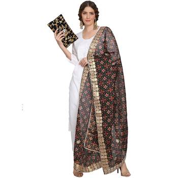 Black Patola Print Kota Doriya Gota Patti Work Dupatta 4
