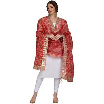 Red Patola Print Kota Doriya Gota Patti Work Dupatta 1