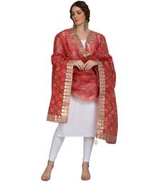 Red Patola Print Kota Doriya Gota Patti Work Dupatta