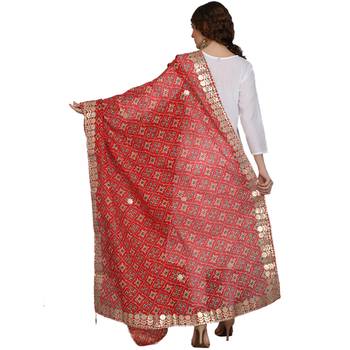 Red Patola Print Kota Doriya Gota Patti Work Dupatta 2