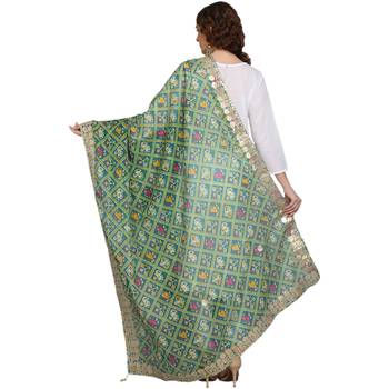 Green Patola Print Kota Doriya Gota Patti Work Dupatta 2
