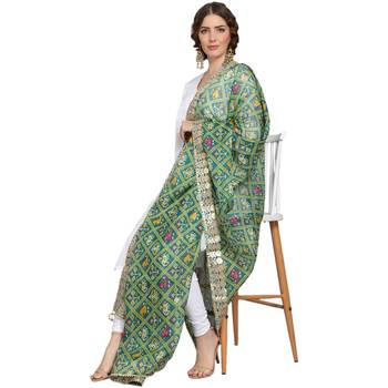 Green Patola Print Kota Doriya Gota Patti Work Dupatta 4