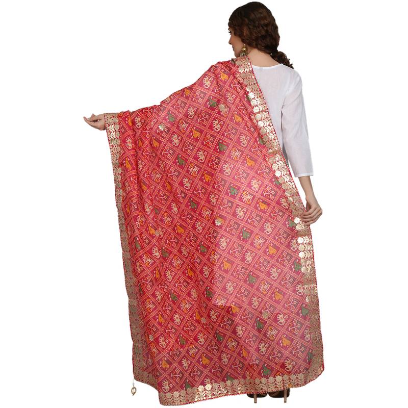 Magenta Patola Print Kota Doriya Gota Patti Work Dupatta