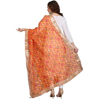Orange Patola Print Kota Doriya Gota Patti Work Dupatta 2