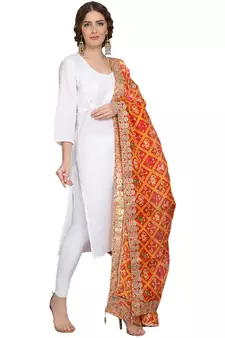 Orange Patola Print Kota Doriya Gota Patti Work Dupatta