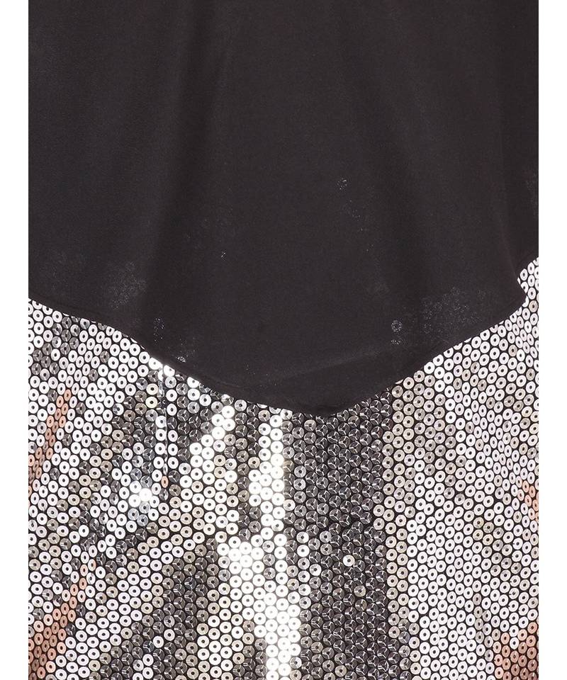 Black & Silver Toned Sequined Georgette Sheath Dress