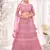 Pink embroidered net semi stitched lehenga