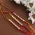 (Rakhi Set of 3) Simple White Pearl Rakhi With Red/Yellow Mauli Thread For Raksha Bamdhan