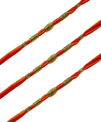 (Combo of 3) Simple Beautiful Beaded Rakhi Mauli Thread Rakhee For Raksha Bandhan 2