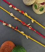 (Rakhi Set of 3) Fancy Sea-shell With Ghungroo Rakhi Mauli Thread Rakhi For Raksha Bandhan
