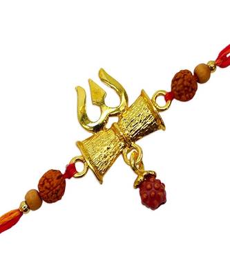 (Combo of 3) Unique Rudraksha Rakhi Trishul With Chandan Beads Mauli Thread Rakhi For Raksha Bandhan 5