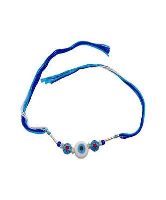 (Combo of 6) Beautiful White Evil Eye Rakhi With Beads multicolour Thread Rakhi For Raksha Bandhan 3