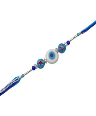 (Combo of 6) Beautiful White Evil Eye Rakhi With Beads multicolour Thread Rakhi For Raksha Bandhan 5
