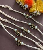 (Rakhi Set of 5) Designer Rakhi With Ganesha And Pearls Cream Color Thread Rakhi For Raksha Bandhan