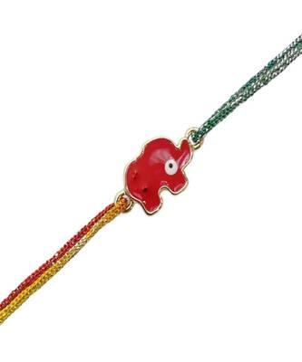(Combo of 3) Designer Rakhi White/Red/Black Elephant Evil Eye Charm With multicolour Thread Rakhi 5