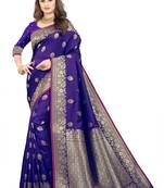 Purple woven banarasi silk saree with blouse