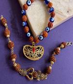 (Combo of 2) Designer Rudraksha & Evil Eye Bracelet With Trishul & MAHAKAL Pendant For RakshaBandhan