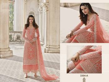 Color Net Fabric Salwar Suit In Net Fabric With Embroidery As 2
