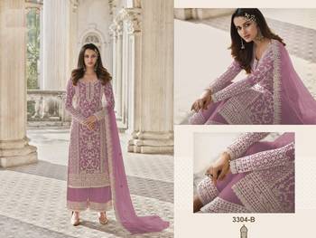 Pink Color Net Fabric Salwar Suit In Net Fabric With Embroidery As 3