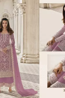 Pink Color Net Fabric Salwar Suit In Net Fabric With Embroidery As