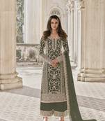 Green Color Net Fabric Salwar Suit In Net Fabric With Embroidery As