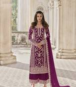 Purple Color Net Fabric Salwar Suit In Net Fabric With Embroidery As