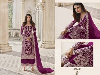 Purple Color Net Fabric Salwar Suit In Net Fabric With Embroidery As 2
