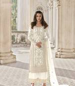 White Color Net Fabric Salwar Suit In Net Fabric With Embroidery As