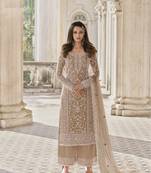 Chiku Color Net Fabric Salwar Suit In Net Fabric With Embroidery As