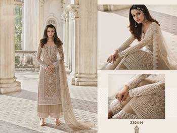 Chiku Color Net Fabric Salwar Suit In Net Fabric With Embroidery As 2