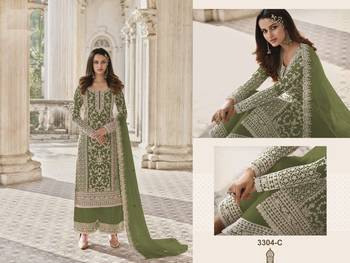 Chiku Color Net Fabric Salwar Suit In Net Fabric With Embroidery As 3