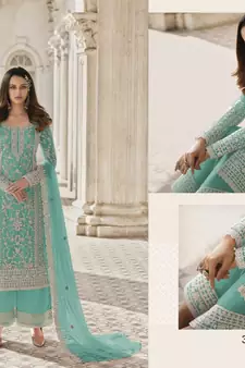 Green Color Designer Fancy Net Fabric Salwar Suit In Net Fabric With Embroidery As 