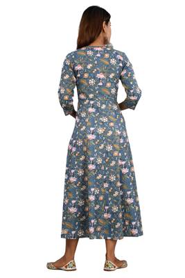 Blue woven cotton ethnic-kurtis 3