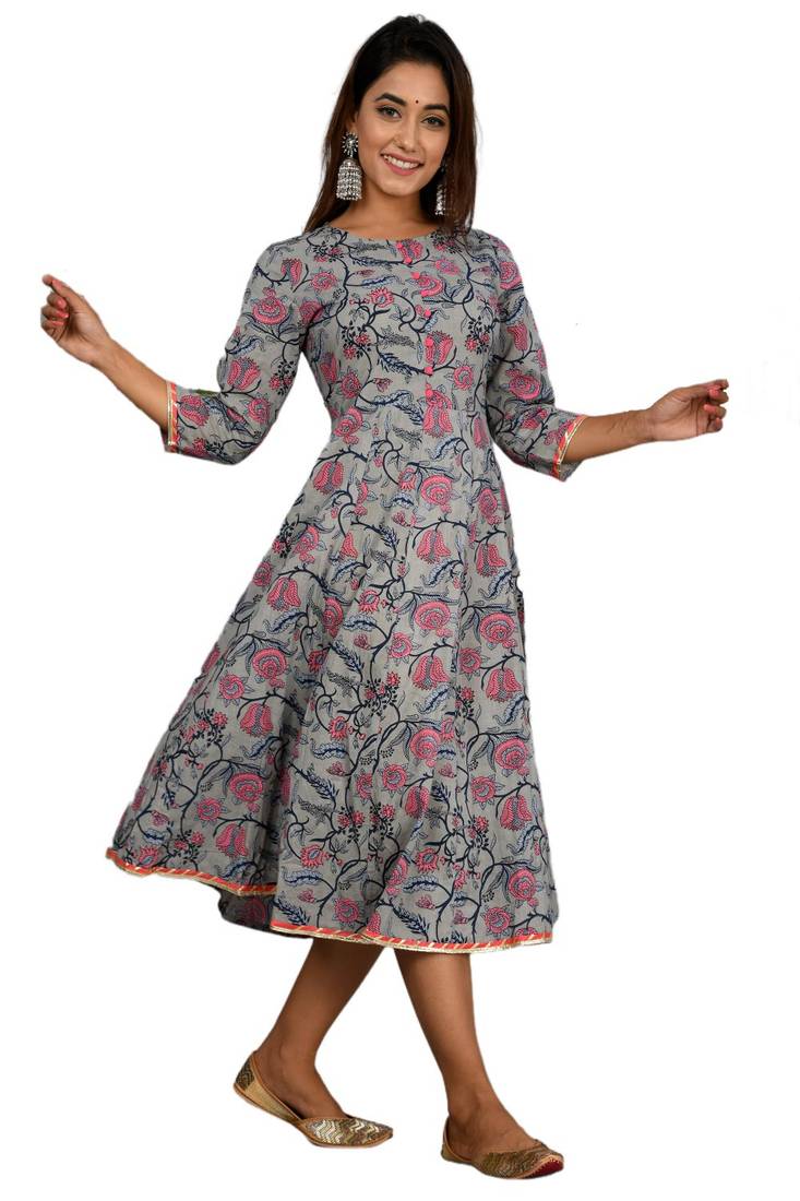 Blue woven cotton party-wear-kurtis