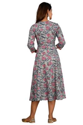 Blue woven cotton party-wear-kurtis 4
