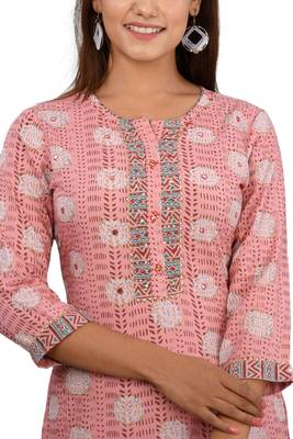 Peach woven cotton kurtas-and-kurtis 3