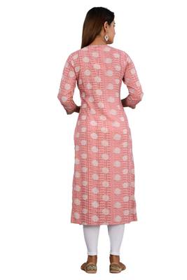 Peach woven cotton kurtas-and-kurtis 4