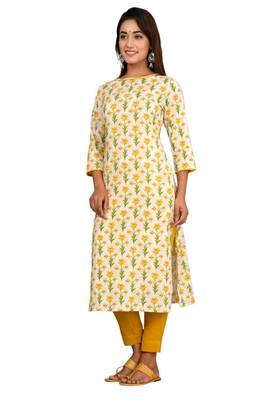 Yellow woven cotton combo-kurtis 2