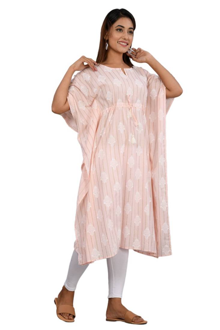 Pink woven cotton party-wear-kurtis