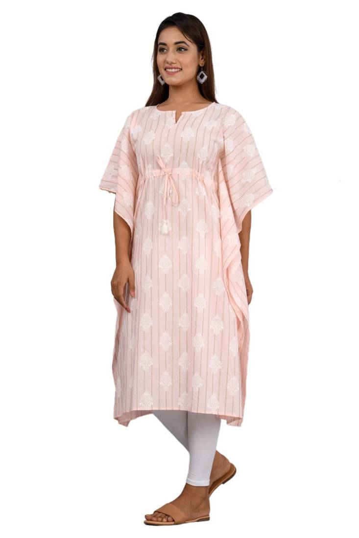 Pink woven cotton party-wear-kurtis