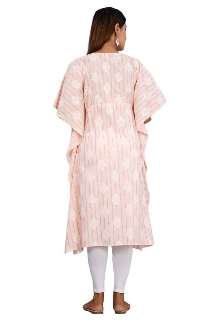 Pink woven cotton party-wear-kurtis