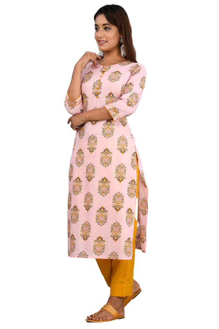 Pink woven cotton combo-kurtis